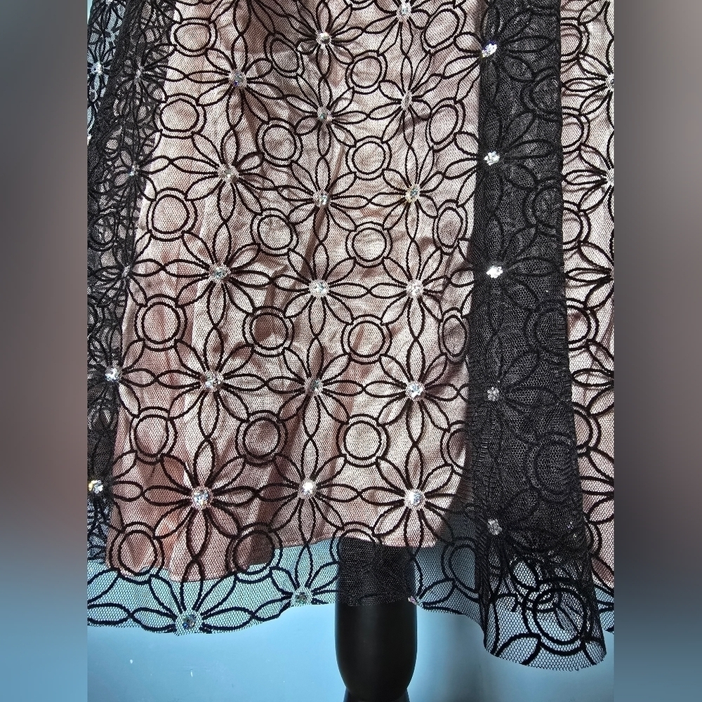 Adrianna Papell Botique Mesh Sequins Cocktail Black Strapless Dress 14 - Picture 5 of 16